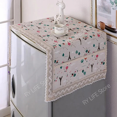 Κάλυμμα για τη σκόνη ψυγείου 70x170cm με τσάντα αποθήκευσης τσέπης Κάλυμμα πλυντηρίου ρούχων Ψυγείο Πανί Δαντέλα Ψυγείο Κάλυμμα για τη σκόνη