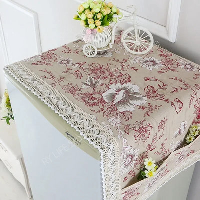 Κάλυμμα για τη σκόνη ψυγείου 70x170cm με τσάντα αποθήκευσης τσέπης Κάλυμμα πλυντηρίου ρούχων Ψυγείο Πανί Δαντέλα Ψυγείο Κάλυμμα για τη σκόνη