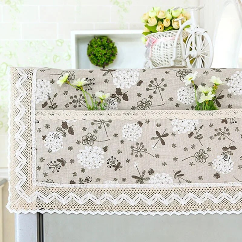 Κάλυμμα για τη σκόνη ψυγείου 70x170cm με τσάντα αποθήκευσης τσέπης Κάλυμμα πλυντηρίου ρούχων Ψυγείο Πανί Δαντέλα Ψυγείο Κάλυμμα για τη σκόνη