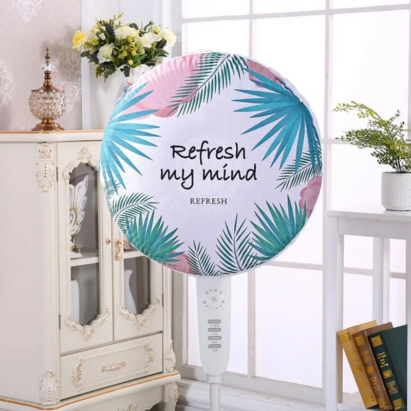 Navlaka za stolni ventilator Periva zaštitna torbica za ventilator Sklopiva protiv prignječenja Izvrstan 3D uzorak tropskog lišća Okrugla navlaka za električni ventilator