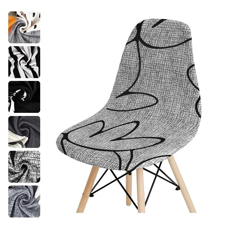 Jednobojna školjkasta navlaka za stolicu, rastezljiva, jeftina, kratka navlaka za stolac s otisnutim presvlakama za blagovaonska sjedala za kućni bar, hotelsku zabavu, banket