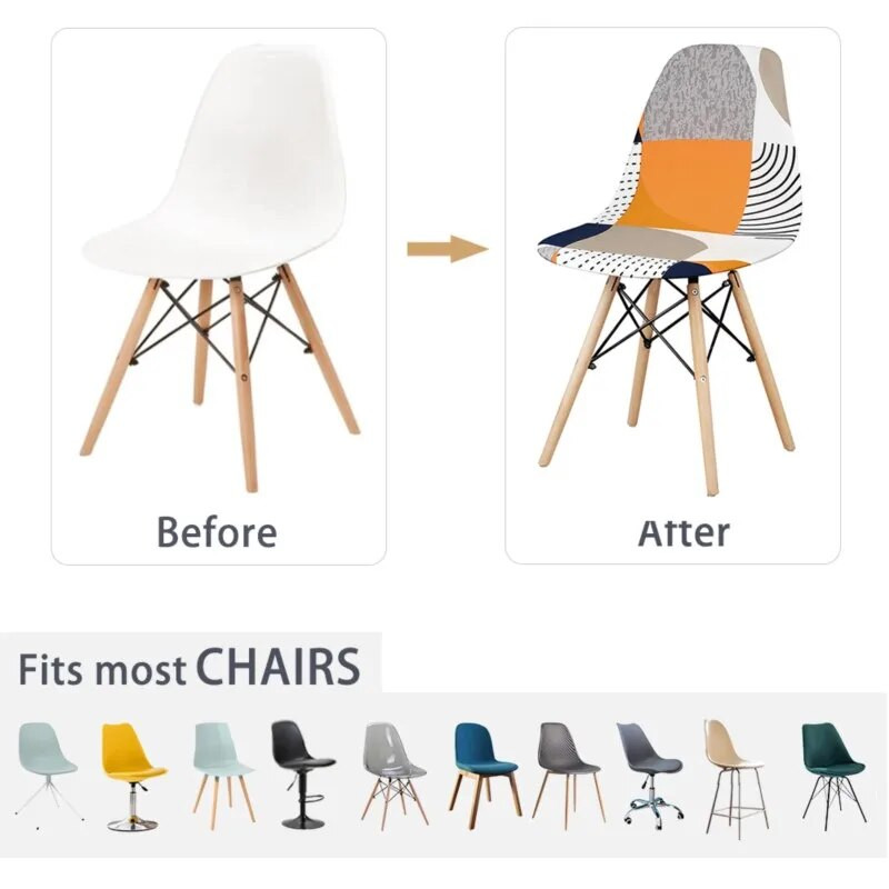 Jednobojna školjkasta navlaka za stolicu, rastezljiva, jeftina, kratka navlaka za stolac s otisnutim presvlakama za blagovaonska sjedala za kućni bar, hotelsku zabavu, banket