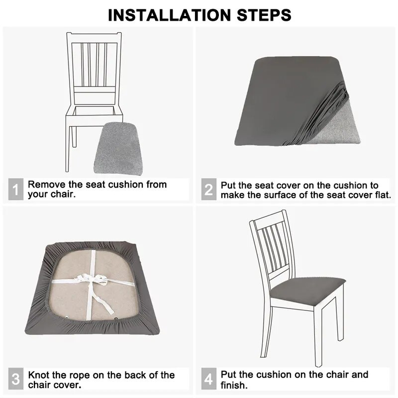 Vandeniui atsparus valgomojo kėdės užvalkalas sėdynių užvalkalai Spandex 13 vientisų spalvų Nuimami plaunami elastiniai pagalvėlių užvalkalai namų viešbučiui