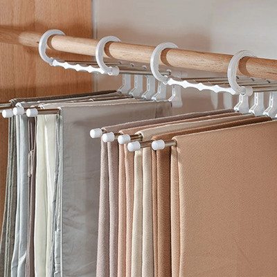 Trousers Hanger Pants Rack Multi-layer Storage Retractable Rack for Hanging Hats Scarves Belts