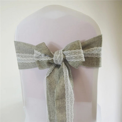 Pojas od čipke od jute za vjenčane stolice Ukrasna vrpca Leptir čvor Restoran Pojas za božićni rođendanski banket