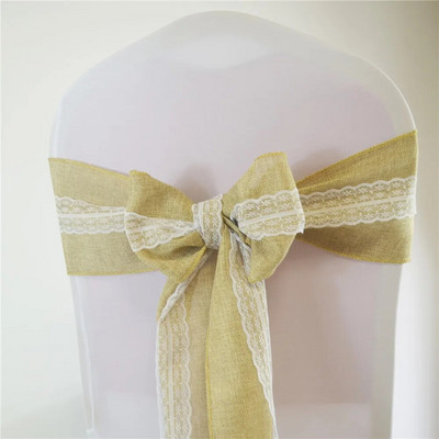 Pojas od čipke od jute za vjenčane stolice Ukrasna vrpca Leptir čvor Restoran Pojas za božićni rođendanski banket