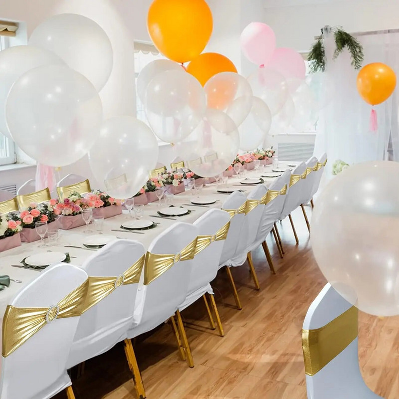 10τμχ Μεταλλικό Χρυσό Ασημί Stretch Spandex Καρέκλα Φύλλο Ελαστική Καρέκλα Γάμου Παπιγιόν Για Διακόσμηση Δεξιώσεων Ξενοδοχείου