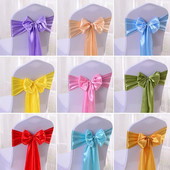 1 buc. Scaun din satin Arc cuvete Scaun de nunta Nod Panglică Cravate fluture Hotel Petrecere Banchet Restaurant Decor interior exterior