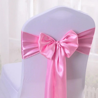 1 buc. Scaun din satin Arc cuvete Scaun de nunta Nod Panglică Cravate fluture Hotel Petrecere Banchet Restaurant Decor interior exterior