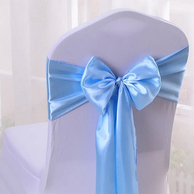 1 buc. Scaun din satin Arc cuvete Scaun de nunta Nod Panglică Cravate fluture Hotel Petrecere Banchet Restaurant Decor interior exterior