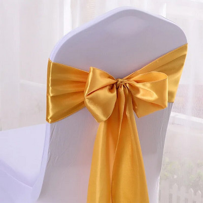 1 buc. Scaun din satin Arc cuvete Scaun de nunta Nod Panglică Cravate fluture Hotel Petrecere Banchet Restaurant Decor interior exterior