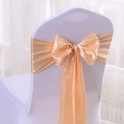 1 buc. Scaun din satin Arc cuvete Scaun de nunta Nod Panglică Cravate fluture Hotel Petrecere Banchet Restaurant Decor interior exterior