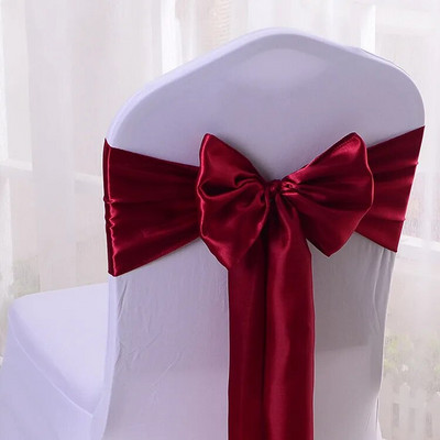 1 buc. Scaun din satin Arc cuvete Scaun de nunta Nod Panglică Cravate fluture Hotel Petrecere Banchet Restaurant Decor interior exterior