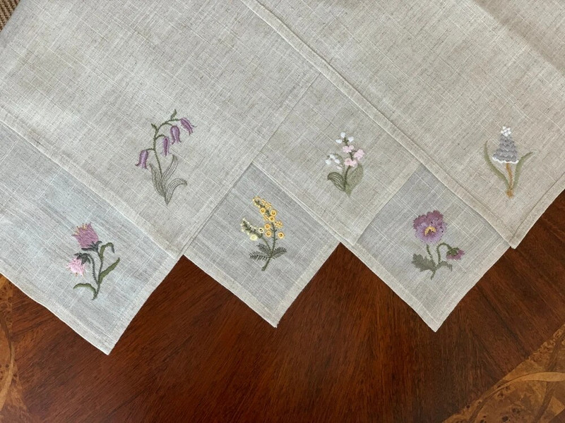 @Varieties flower, Garden Brodate servetele aspect lenjerie, servetele de loc, rogojini de masa, Hotel, airbnb, restaurant 40x40cm