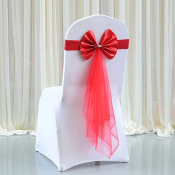 Διακόσμηση φύλλου καρέκλας γάμου Πολύχρωμη ελαστική καρέκλα με παπιγιόν Φύλλα καρέκλα με παπιγιόν κόμπος γραβάτα Ξενοδοχείο για πάρτι για πάρτι για το σπίτι Διακόσμηση προμήθειες