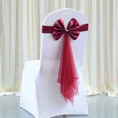 Decorație pentru canapea scaunului de nuntă, cu fundituri elastice multicolore, caneluri pentru scaune, cravată cu papion, pentru banchet, pentru petreceri, pentru decorațiuni de acasă