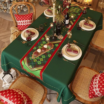 Fata de masa rosie de revelion Fata de masa festiva rezistenta la apa Lumina festiva de Craciun Fata de masa dreptunghiulara de lux Decor
