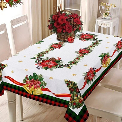 Fata de masa rosie de revelion Fata de masa festiva rezistenta la apa Lumina festiva de Craciun Fata de masa dreptunghiulara de lux Decor