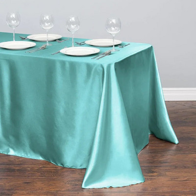 Față de masă dreptunghiulară din satin Nuntă Crăciun Baby Shower Evenimente de naștere Banchet Față de masă Suprapuneri Decor Masă de sufragerie acasă