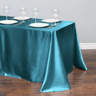 Față de masă dreptunghiulară din satin Nuntă Crăciun Baby Shower Evenimente de naștere Banchet Față de masă Suprapuneri Decor Masă de sufragerie acasă