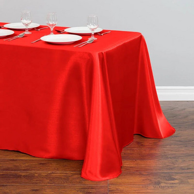 Față de masă dreptunghiulară din satin Nuntă Crăciun Baby Shower Evenimente de naștere Banchet Față de masă Suprapuneri Decor Masă de sufragerie acasă