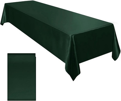 Față de masă din satin de nuntă dreptunghiulară, 57 x 102 inch, husă de masă din mătase netedă și strălucitoare pentru decorarea mesei de sufragerie pentru banchete de nuntă