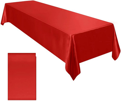 Față de masă din satin de nuntă dreptunghiulară, 57 x 102 inch, husă de masă din mătase netedă și strălucitoare pentru decorarea mesei de sufragerie pentru banchete de nuntă