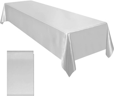 Față de masă din satin de nuntă dreptunghiulară, 57 x 102 inch, husă de masă din mătase netedă și strălucitoare pentru decorarea mesei de sufragerie pentru banchete de nuntă