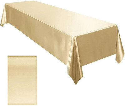 Față de masă din satin de nuntă dreptunghiulară, 57 x 102 inch, husă de masă din mătase netedă și strălucitoare pentru decorarea mesei de sufragerie pentru banchete de nuntă