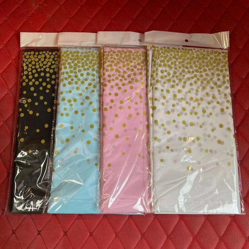 PEVA staltiesės, skirtos stačiakampiams stalams, vienkartinės staltiesės, aukso taškeliai konfeti vakarėliams Vestuvių nuotakų dušas 54" x 108"