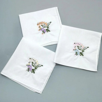 Кърпи за носна кърпа с флорална бродерия Дамска елегантна квадратна кърпа за ръце Мека, удобна за кожата Toallas De Pañuelo, дишаща 핸드타올