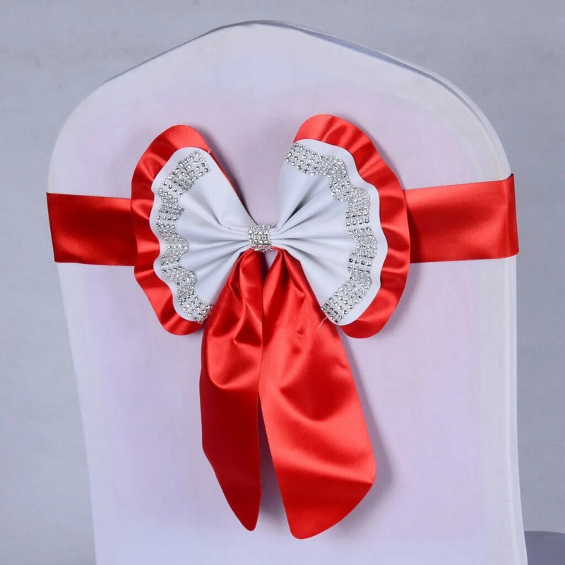 Vrući 1kom višebojni pojas za stolice s leptir mašnama Gotovi elastični pojas za stolice Hotelski banket Svadbena zabava Dekoracija doma