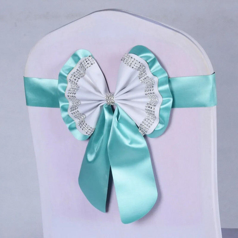 Vrući 1kom višebojni pojas za stolice s leptir mašnama Gotovi elastični pojas za stolice Hotelski banket Svadbena zabava Dekoracija doma