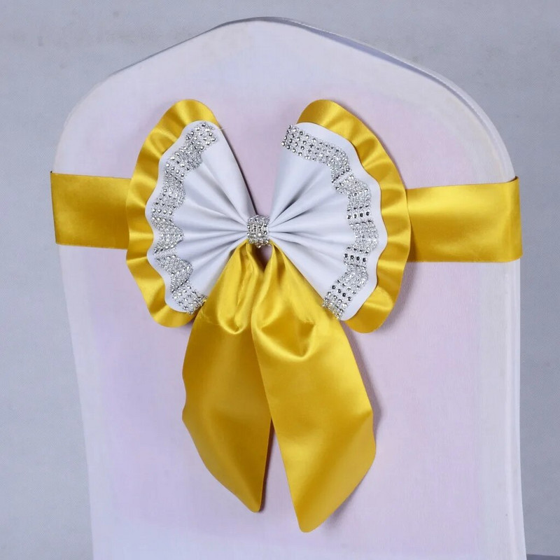 Vrući 1kom višebojni pojas za stolice s leptir mašnama Gotovi elastični pojas za stolice Hotelski banket Svadbena zabava Dekoracija doma