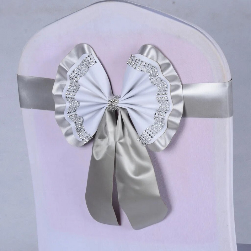 Vrući 1kom višebojni pojas za stolice s leptir mašnama Gotovi elastični pojas za stolice Hotelski banket Svadbena zabava Dekoracija doma