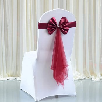 1 τμχ Stretch Chair Sashes Διακόσμηση Καρέκλας Γάμου Κόκκινο Κρασί/Μπλε/Μωβ/Ροζ Καρέκλες Φιόγκοι Ζώνες Γραβάτες για Γάμου Δείπνο
