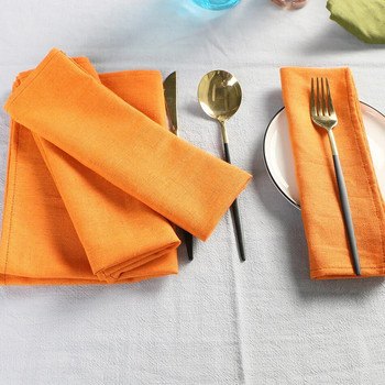 4PCS 40x40cm цветна издръжлива квадратна платнена салфетка, платнена подложка за многократна употреба, за кухненска маса за хранене, сервиране в хотелски ресторант