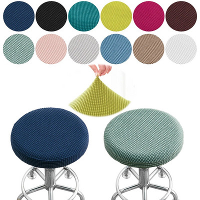 Solid Color Round Chair Cover Dining Stool Cover Elastic Chair Cushion Cover Washable Bar Seat Cover Seat Slipcover Thickened