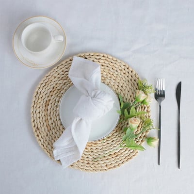 4 kom 40X40CM retro teksture pamuk 100% gaza salvete za višekratnu upotrebu, prilagođeni rustikalni vjenčani stol za večeru, kuhinjske prostirke