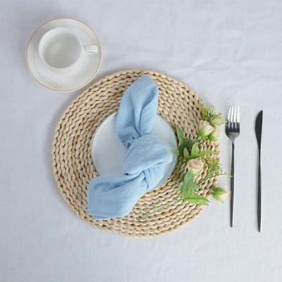 4 kom 40X40CM retro teksture pamuk 100% gaza salvete za višekratnu upotrebu, prilagođeni rustikalni vjenčani stol za večeru, kuhinjske prostirke