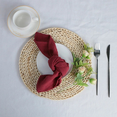 4 kom 40X40CM retro teksture pamuk 100% gaza salvete za višekratnu upotrebu, prilagođeni rustikalni vjenčani stol za večeru, kuhinjske prostirke