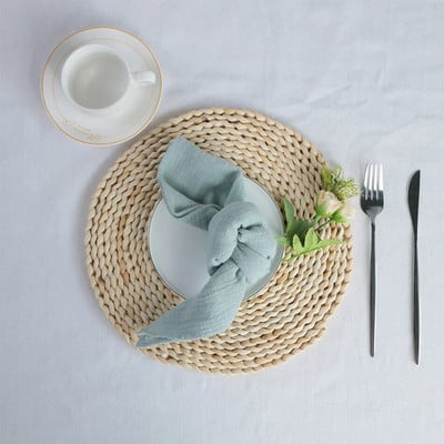 4 kom 40X40CM retro teksture pamuk 100% gaza salvete za višekratnu upotrebu, prilagođeni rustikalni vjenčani stol za večeru, kuhinjske prostirke