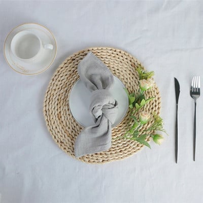 4 kom 40X40CM retro teksture pamuk 100% gaza salvete za višekratnu upotrebu, prilagođeni rustikalni vjenčani stol za večeru, kuhinjske prostirke