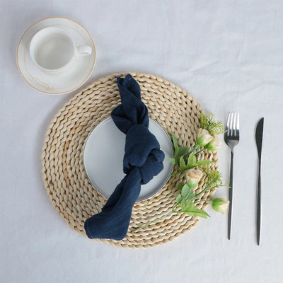 4 kom 40X40CM retro teksture pamuk 100% gaza salvete za višekratnu upotrebu, prilagođeni rustikalni vjenčani stol za večeru, kuhinjske prostirke