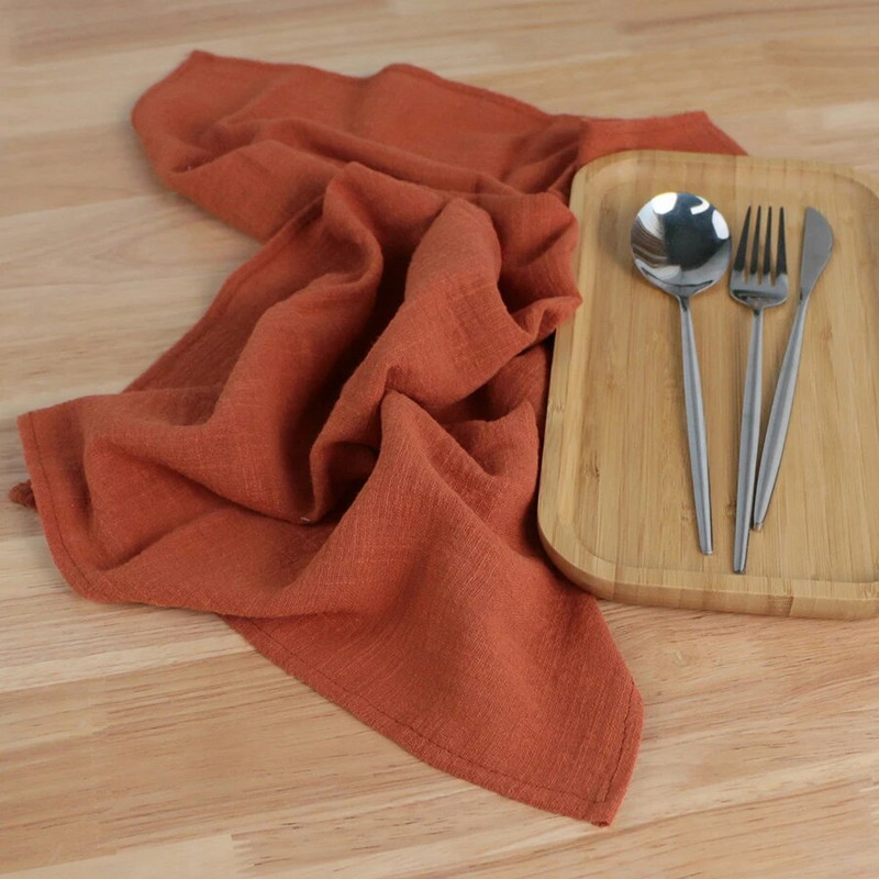 4 kom 40X40CM retro teksture pamuk 100% gaza salvete za višekratnu upotrebu, prilagođeni rustikalni vjenčani stol za večeru, kuhinjske prostirke