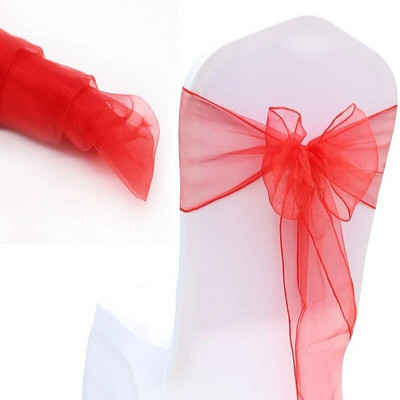 10db Organza szék masniszíj szalag szék nyakkendő parti bankett rendezvény esküvői dekoráció csomó sztreccs szék masnis szárny dekorok