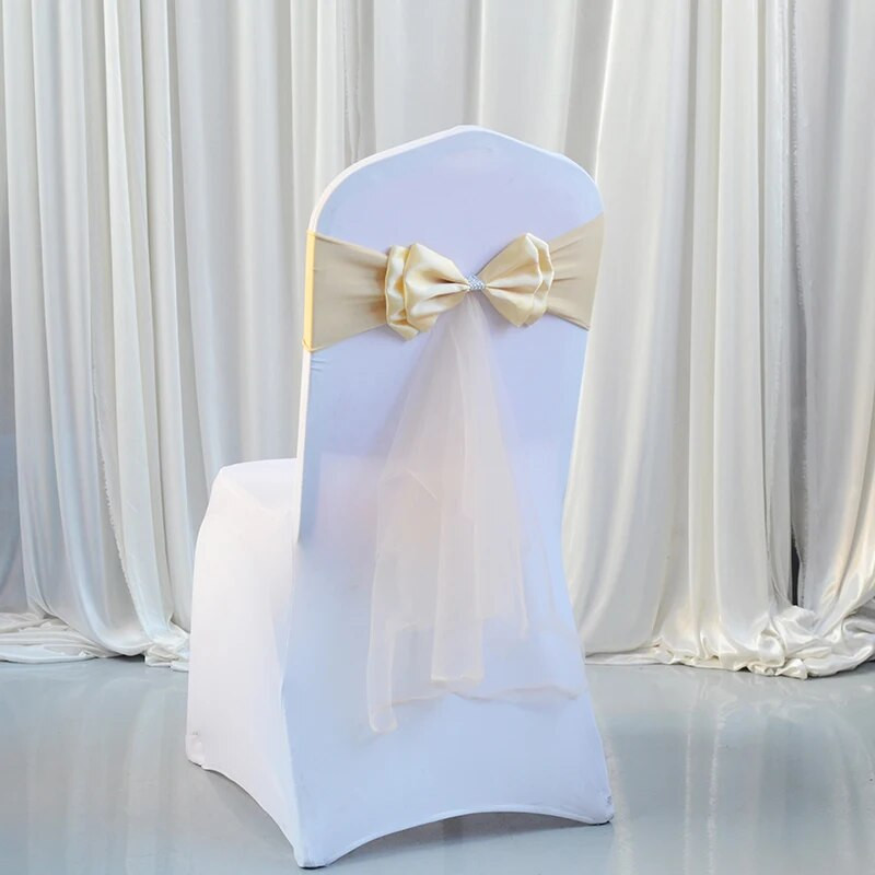Ukrasi za vjenčane stolice u 12 boja Leptir elastična leptir mašna Gotovi pojas od spandex vrpce Ukrasi za vjenčane stolice na veliko