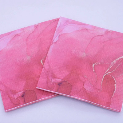 Розова хартиена салфетка за еднократна употреба, 100% естествено дърво, парти принадлежности, салфетки, 33x33 см, най-нови, комплект от 10 бр., 20 бр.