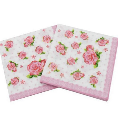 Șervețel de hârtie roz de unică folosință, 100% lemn natural, accesorii pentru petreceri, șervețele, 33x33cm, cel mai nou, set 10 buc, 20 buc