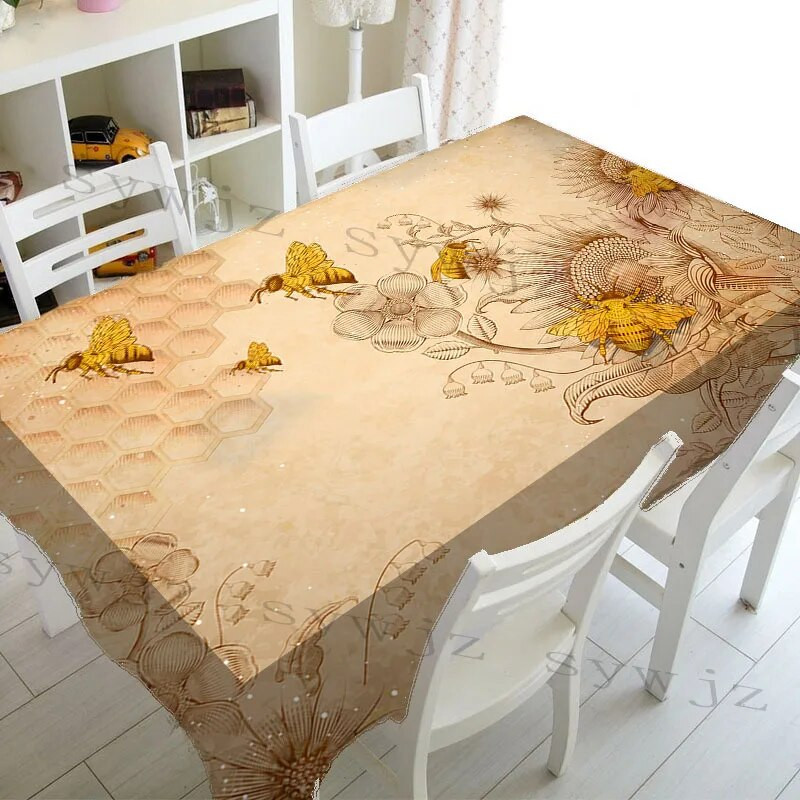 Τραπεζομάντιλο καλοκαιρινό κίτρινο μέλισσας ορθογώνιο Διακοσμήσεις γιορτινό πάρτι Επαναχρησιμοποιούμενο αδιάβροχο κάλυμμα τραπεζιού για τραπεζαρία κουζίνας